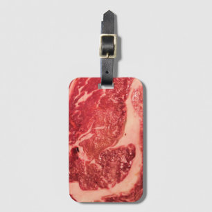 Premium rohes rotes Fleisch   Mramoriertes Steak M Gepäckanhänger
