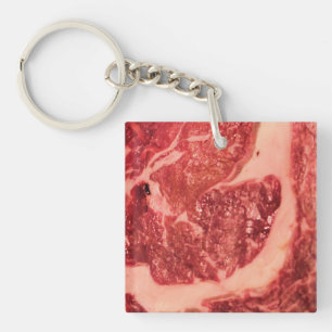 Premium rohes rotes Fleisch   Mramoriertes Steak M Schlüsselanhänger