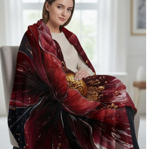 Premium-Rot-Blumen-Sherpa-Decke Sherpadecke