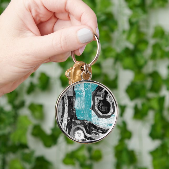 Premium Round Large Surface Current Abstract Flow  Schlüsselanhänger (Hand)