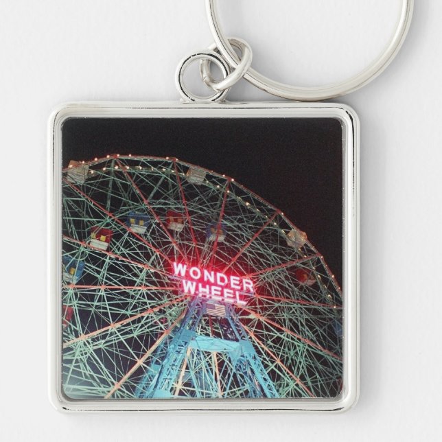 Premium-Schlüsselanhänger "Wonder Wheel at Night" Schlüsselanhänger (Vorne)