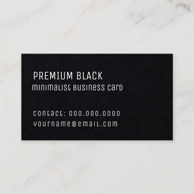 Premium schwarz minimalistisch elegant visitenkarte (Vorderseite)