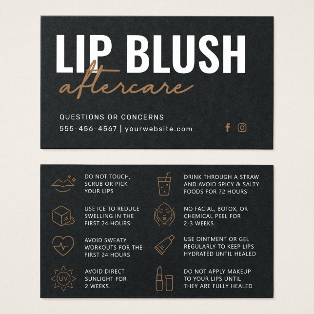 Premium Schwarz Moderner Lippenstich Tätowierung N (Vorne & Hinten)