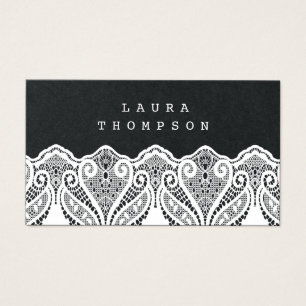 Premium Schwarz-weiß Lace Ladys Business Cards