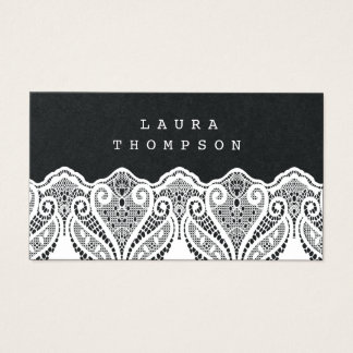 Premium Schwarz-weiß Lace Ladys Business Cards