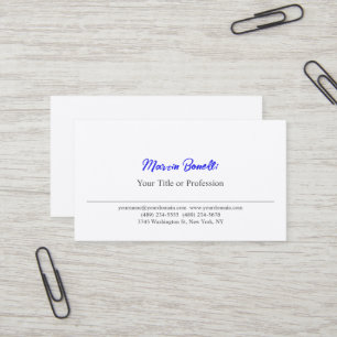 Premium Seide Schwarz & Weiß Blau Professionell Visitenkarte