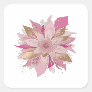 Premium Silber PINK FLOWER Sticker Art