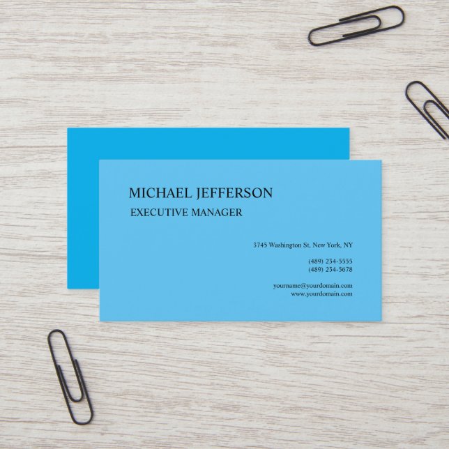 Premium Silk Moderne Elegant einfach blau Visitenkarte (Vorderseite/Rückseite Beispiel)