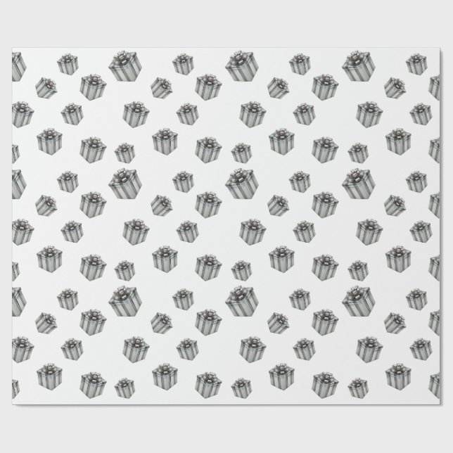 Premium Silver Gift Boxes Elegant Holiday Party Geschenkpapier (Flach)