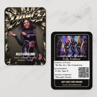 Premium Tanz Trading Cards Schwarz & Gold | QR-Cod Visitenkarte