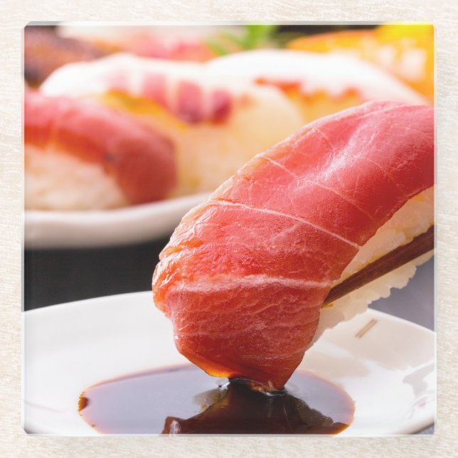Premium tuna drenched in soy sauce glasuntersetzer (Vorderseite)