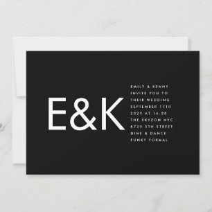 Premium Ultra Bold Big Monogram Minimalistisch Wed Einladung