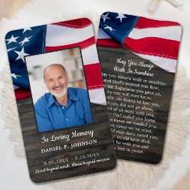 Premium USA Flag Memorial Funerary Prayer Card