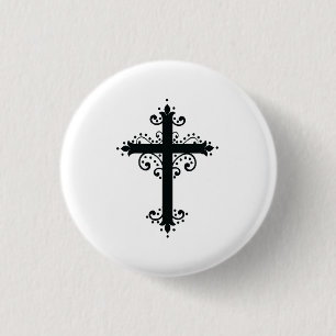 Premium Verzierte Geschnitzte Kreuz Kunst Button