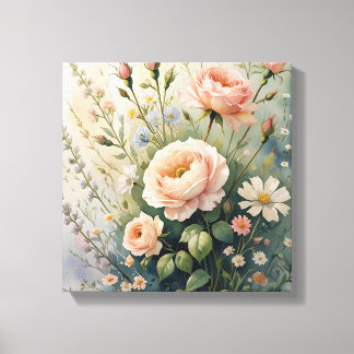 Premium Vintage Blumenmauer Leinwanddruck