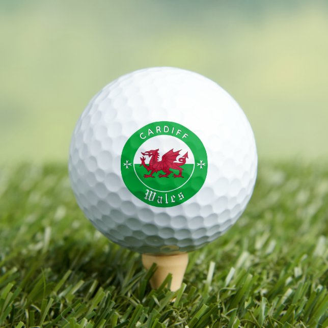 Premium Wales Golf Ball, Cardiff, walisische Flagg Golfball (Insitu T-Shirt)