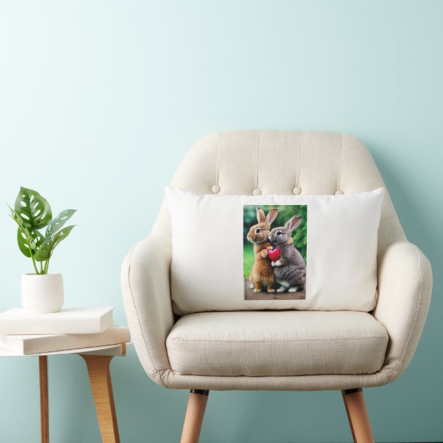 "Premium White Rabbit Photo Cushion: Add Charm to  Lendenkissen (Stuhl )