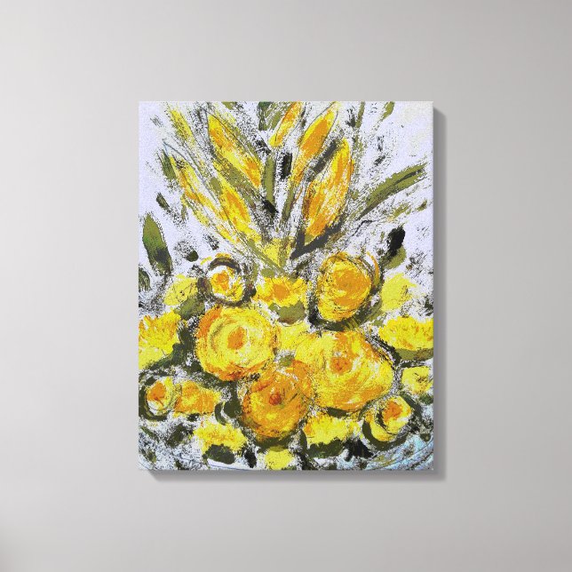 Premium Wrapped Canvas (Gloss) Gelbe Rosas Leinwanddruck (Vorderseite)