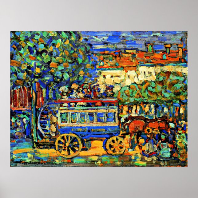 Prendergast - Paris Omnibus, farbenfrohe Malerei Poster (Vorne)