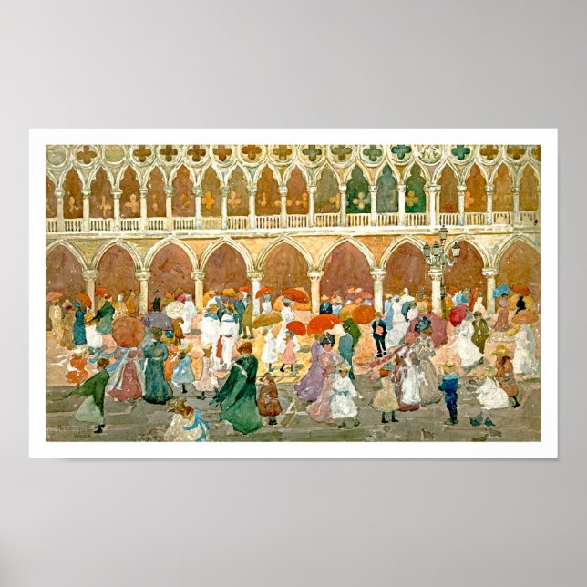 Prendergast: Sonnenlicht am Markusplatz Poster (Vorne)