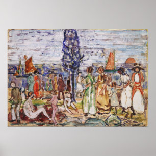 Prendergast - Strand mit blauen Bäumen Poster