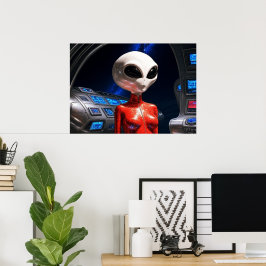 Preparing For Flight AI Alien Art  Poster