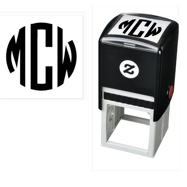 Preppy 3 Initial Circle Monogram Gerahmt 2X Permastempel (Von Creator hochgeladen)