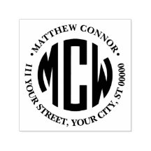 Preppy 3 Initial Circle Monogram Gerahmt Address