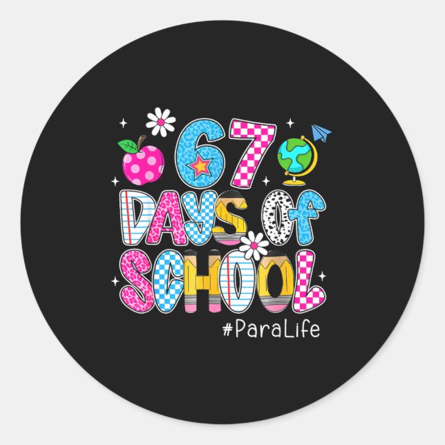 Preppy 67 Days Of School Six Seven 67 Meme Para Li Runder Aufkleber (Vorderseite)