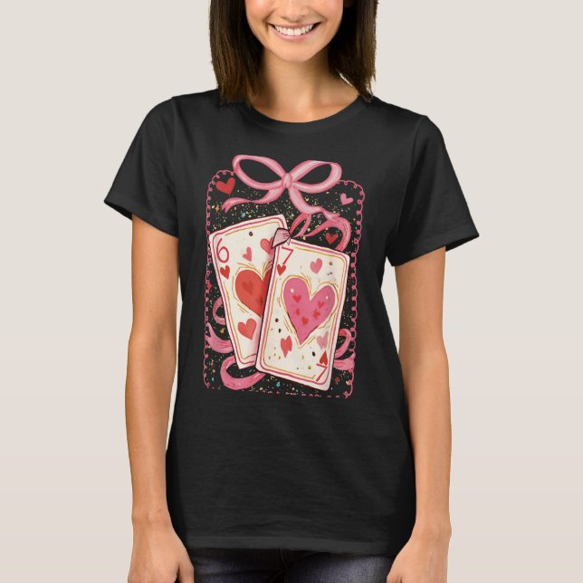 Preppy 6 7 Valentine Couple Love Hearts Playing Ca T-Shirt (Vorderseite)