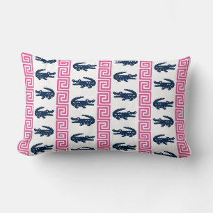 Preppy-Alligator mit griechischem Schlüsselstreife Lendenkissen