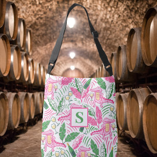 Preppy Alligator Wine Pink Green Monogram Tragetaschen Mit Langen Trägern