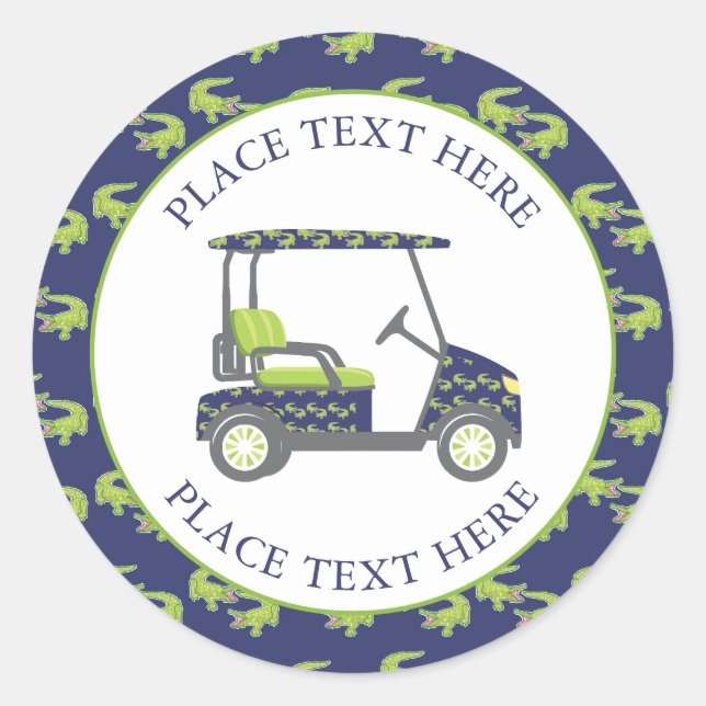 Preppy Alligators Golf Cart Runder Aufkleber (Vorderseite)