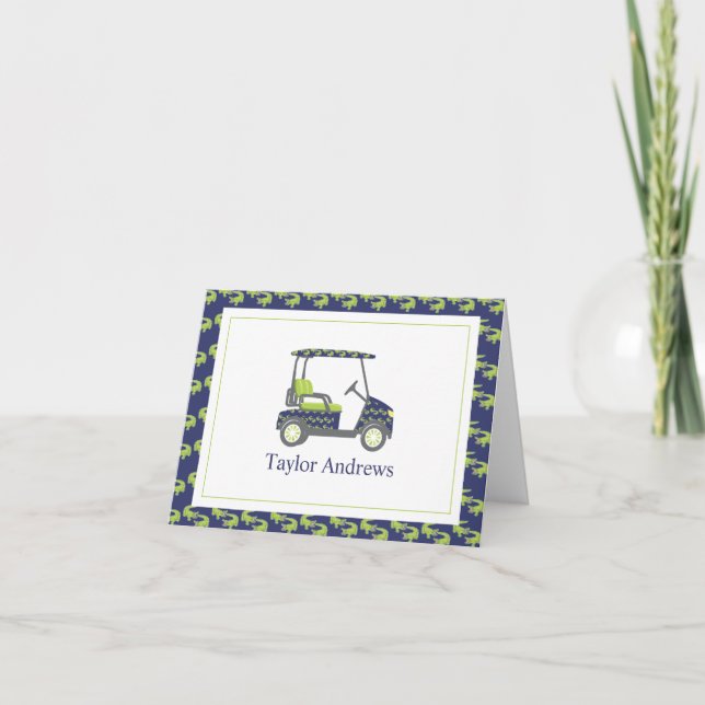 Preppy Alligators Palm Beach Golf Cart Dankeskarte (Vorderseite)