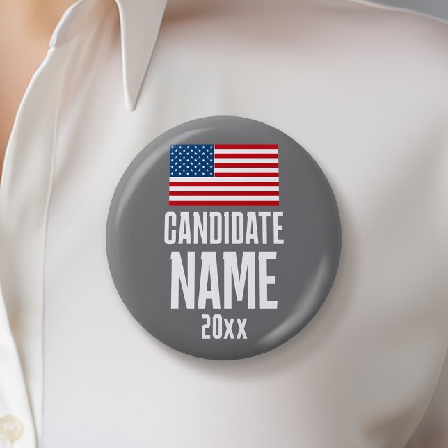Preppy American Flag Red White Custom Kampagne Button (Custom Campaign Button - Great Rally button for the Next Election)