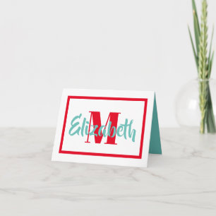 Preppy Aqua und rotes Monogramm