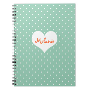 Preppy aquamarin polster dot heart personalisiert notizblock