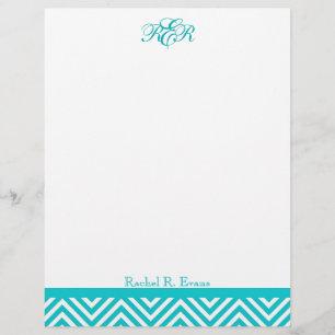 Preppy Aquamarin Zickzack Monogram Letterhead