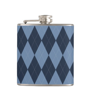 Preppy Argyle Navy- & Blaue personalisierte Grooms Flachmann