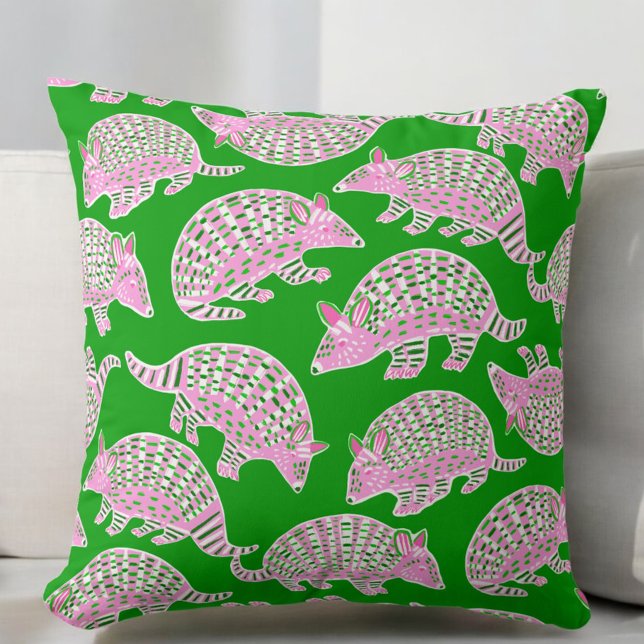 Preppy Armadillos Pink Green Kissen (Von Creator hochgeladen)