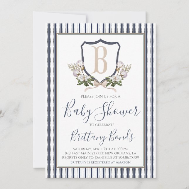 Preppy Baby Boy Cotton Shower Einladung (Vorderseite)