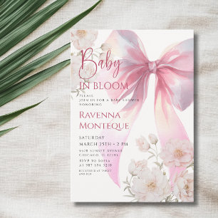 Preppy Baby in Bloom Rosa Schleife Pfingstrose Bab Einladung