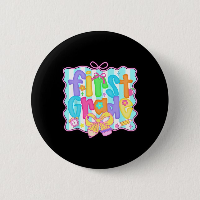 Preppy Back To School 1. Klasse Coquette Schleife  Button (Vorderseite)