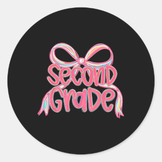 Preppy Back To School 2. Klasse Rosa Coquette-Schl Runder Aufkleber