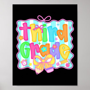 Preppy Back To School 3. Klasse Coquette Schleife  Poster