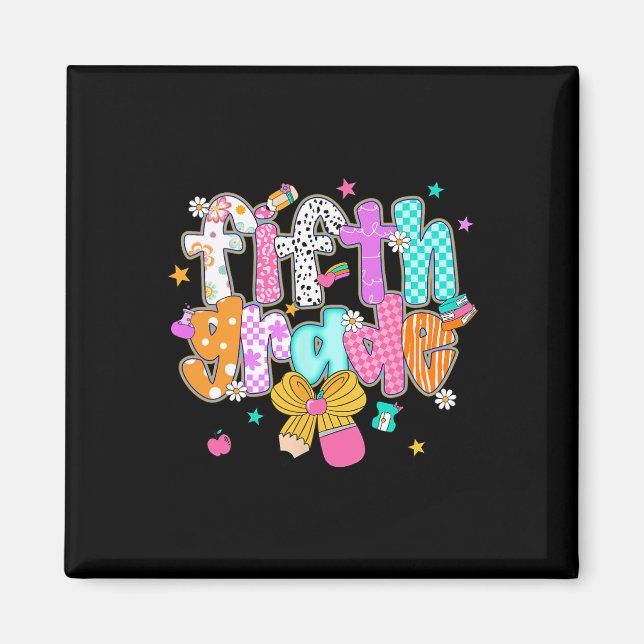 Preppy Back To School 5. Klasse Coquette Bow Mädch Magnet (Vorne)