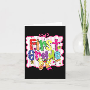 Preppy back to School Coquette First Grade Girl C Karte
