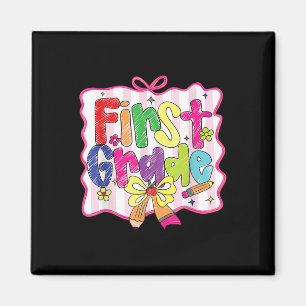 Preppy back to School Coquette First Grade Girl C Magnet