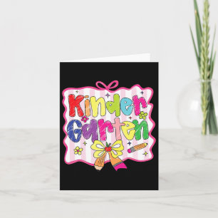 Preppy back to School Coquette Kindergarten Girl Karte