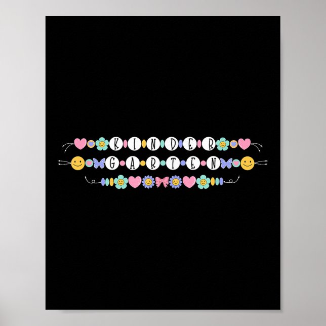 Preppy back to School Kindergarten Bracelet Teache Poster (Vorne)
